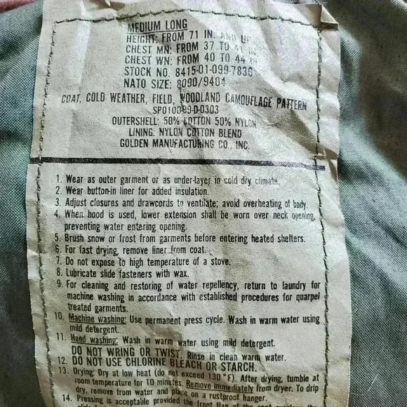 𝗠𝗶𝗹𝗶𝘁𝗮𝗿𝘆 Camouflage  𝘊𝘰𝘢𝘵 Men's Med 𝗘𝗨𝗖 - Picture 2 of 5